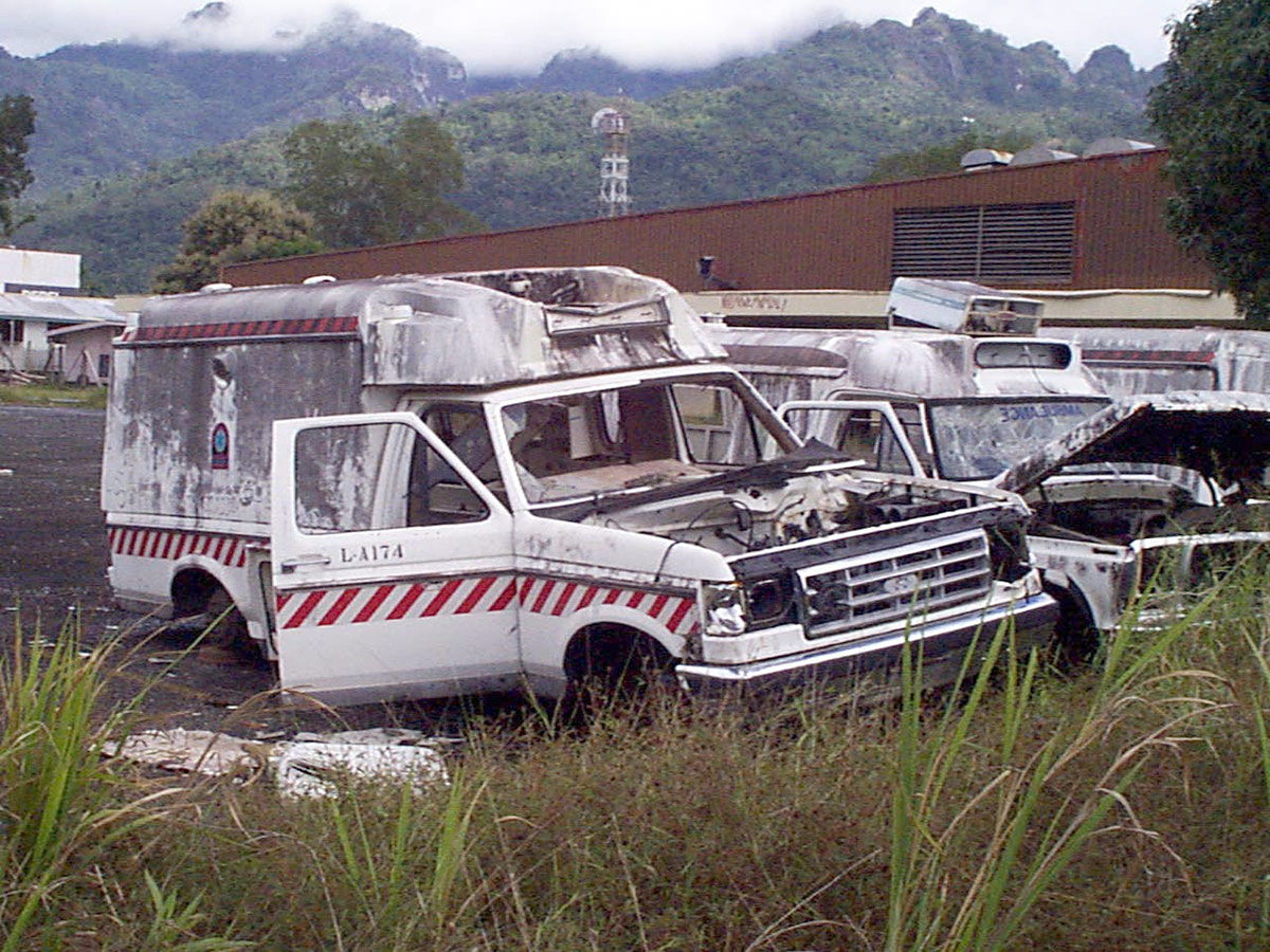 Burnt out ambulances