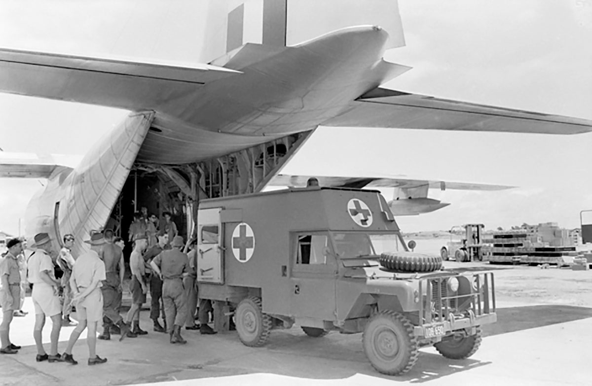 Plane cargo hold loading medical vehicle